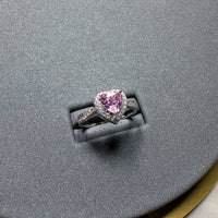 6mm Heart-shaped Yellow or Pink Diamond Ring 925 Silver - Sterling Hearts