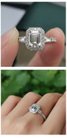 925 Sterling Silver D-color Emerald Cut Moissanite Ring - Sterling Hearts