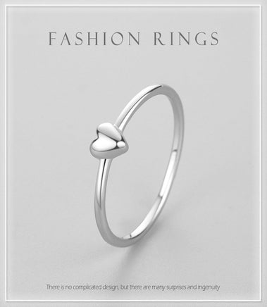 925 Sterling Silver Plain Simple Heart-shaped Ring For Women - Sterling Hearts