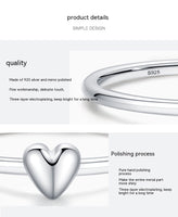 925 Sterling Silver Plain Simple Heart-shaped Ring For Women - Sterling Hearts