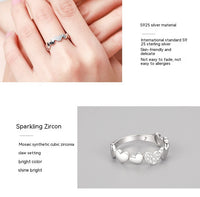 S925 Silver Sweet Personality Heart-shaped Micro Rhinestone Ring - Sterling Hearts