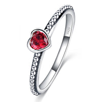 Red ruby Heart-shaped ring copper plated with silver - Sterling Hearts