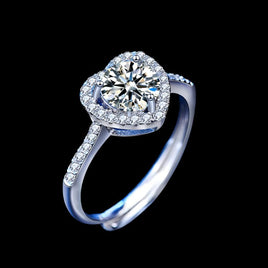 Moissanite Live Heart Diamond Ring - Sterling Hearts