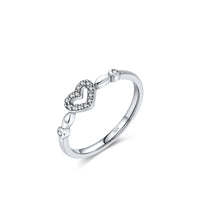 YANLOK S925 Sterling Silver Heart-shaped Niche Sweet Distressed Ring - Sterling Hearts