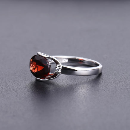 Red Garnet or Blue Sapphire Sterling Silver Ring - Sterling Hearts