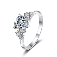 925 Sterling Silver Heart-shaped Moissanite Ring - Sterling Hearts