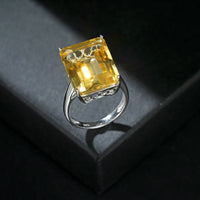 Natural Yellow Topaz Ring S925 Sterling Silver Gemstone Inlaid With High-grade Light Luxury - Sterling Hearts