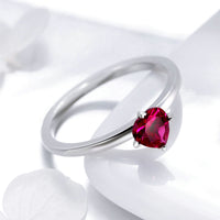 Heart-shaped Ring Inlaid With Red Garnet Zircon - Sterling Hearts