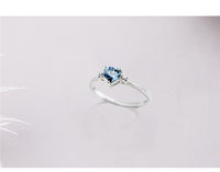 Women's Sterling Silver 925 Aquamarine Blue Topaz Ring - Sterling Hearts