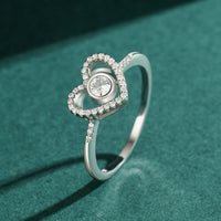 S925 Sterling Silver Love Heart Full Diamond Ring Women - Sterling Hearts