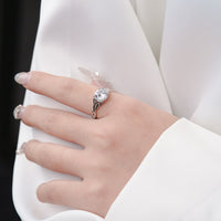 Round 2 Karat Moissanite Ring Forefinger Ring 925 Sterling Silver Interwoven Lines - Sterling Hearts