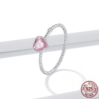 Pink Love Sterling Silver Heart Ring - Sterling Hearts