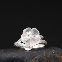 925 silver flower ring - Sterling Hearts