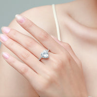 S925 Sterling Silver Luxury Heart Shaped Diamond Ring - Sterling Hearts