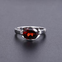 Red Garnet or Blue Sapphire Sterling Silver Ring - Sterling Hearts