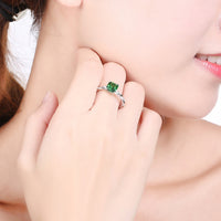 925 Sterling Silver Ring Main Stone Green Emerald or Red Ruby Zirconium - Sterling Hearts