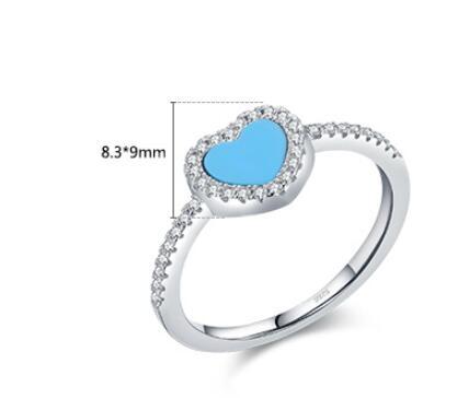 Fashion Simple Silver Heart-shaped Turquoise Ring - Sterling Hearts