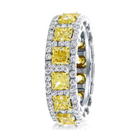 925 Silver Gold Plated Yellow Diamond High Carbon Diamond Ring - Sterling Hearts