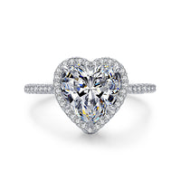 S925 Sterling Silver Luxury Heart Shaped Diamond Ring - Sterling Hearts