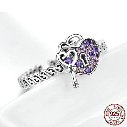 New Europe and America S925 sterling silver ladies ring heart-shaped lock ring SCR486 - Sterling Hearts