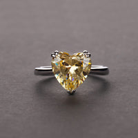 Silver 4-carat Heart Shaped High Carbon Diamond Ring - Sterling Hearts