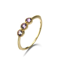 Sterling silver gradient purple crystal ring - Sterling Hearts