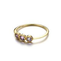 Sterling silver gradient purple crystal ring - Sterling Hearts