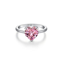 Silver 4-carat Heart Shaped High Carbon Diamond Ring - Sterling Hearts