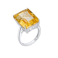 Natural Yellow Topaz Ring S925 Sterling Silver Gemstone Inlaid With High-grade Light Luxury - Sterling Hearts