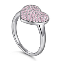 S925 Sterling Silver Ring Heart-shaped Zircon Jewelry Platinum Plating Women - Sterling Hearts