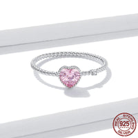 Pink Love Sterling Silver Heart Ring - Sterling Hearts