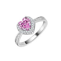 6mm Heart-shaped Yellow or Pink Diamond Ring 925 Silver - Sterling Hearts