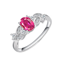 S925 Sterling Silver Red Ruby Ring