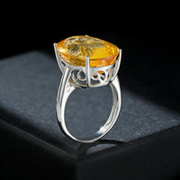 Luxury 20Ct Oval Natural Topaz Ring S925 Sterling Silver - Sterling Hearts