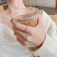 Sterling Silver Round Bead Stitching Love Tassel Heart Ring