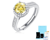 Silver S925 Yellow For Women Moissanite Ring Adjustable Mouth - Sterling Hearts