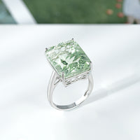 Natural Green Amethyst Ring S925 Sterling Silver Luxury - Sterling Hearts