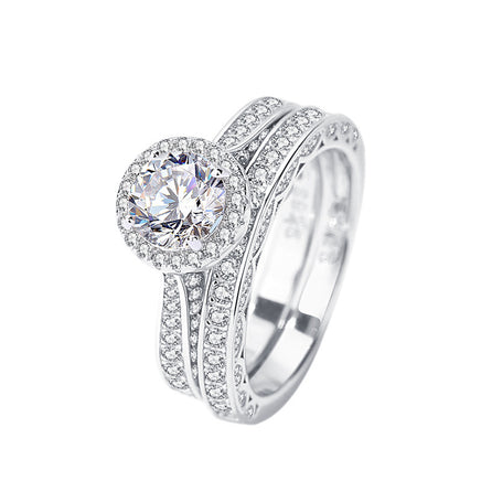 Luxury 1 Karat Moissanite Ring S925 Sterling Silver All-matching Elegant Set - Sterling Hearts