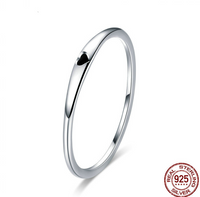 925 Sterling Silver Round Circle Pure Finger Ring Simple Heart Engrave Rings - Fun Gifts & More