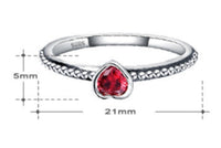 Red ruby Heart-shaped ring copper plated with silver - Sterling Hearts