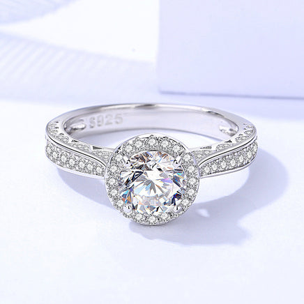 Luxury 1 Karat Moissanite Ring S925 Sterling Silver All-matching Elegant Set - Sterling Hearts