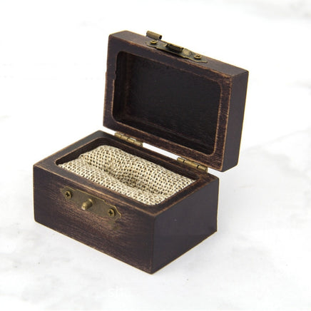 Retro Wooden Ring Box - Sterling Hearts