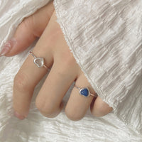 S925 Silver Minimalist Natural Crystal Ore Mini Heart Ring - Sterling Hearts