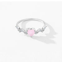 S925 Sterling Silver Pink Love Heart-shaped Ring