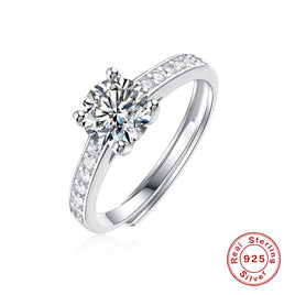 1 Karat S925 Silver Ring Moissanite Doting Ring Trendy Simple Silver Ring - Sterling Hearts