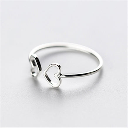 Women's Hollow Heart Fashion Silver Ring - Sterling Hearts