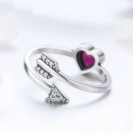 Sterling Silver Ring Female Heart Can Be Front And Back - Sterling Hearts