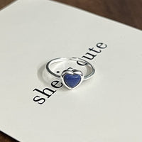 S925 Silver Minimalist Natural Crystal Ore Mini Heart Ring - Sterling Hearts