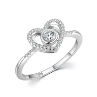 S925 Sterling Silver Love Heart Full Diamond Ring Women - Sterling Hearts