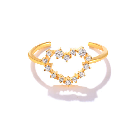 Geometric Heart-to-heart Diamond Ring - Sterling Hearts